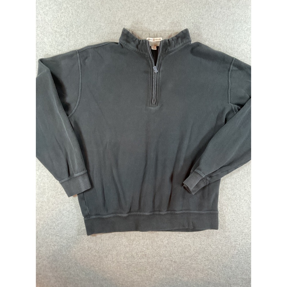 Peter Millar Mens Quarter Zip Pullover Cotton Sweater Gray MC00K36 Size M #660